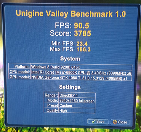 Unigine Valley  i7-6800K и GTX 1080TI